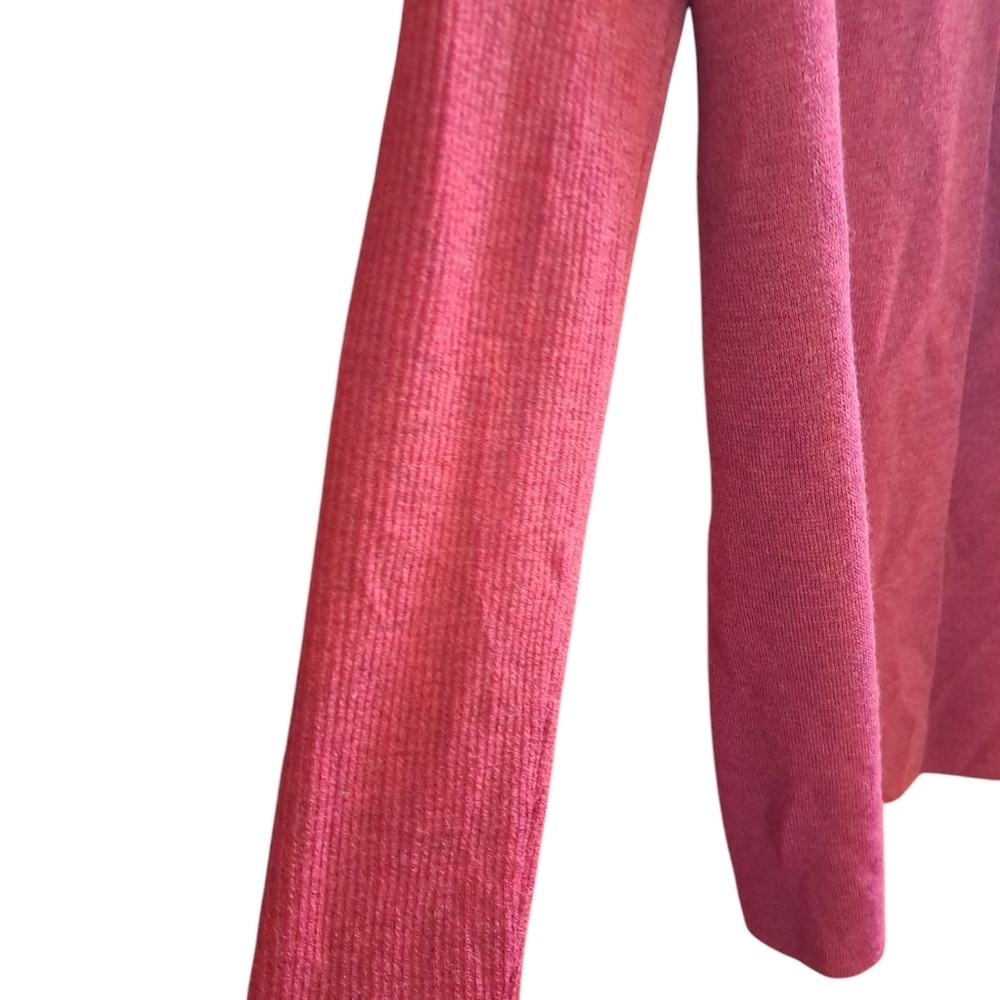 Eileen fisher small petite open dark red 100% wool cardigan sweater long - Picture 3 of 3